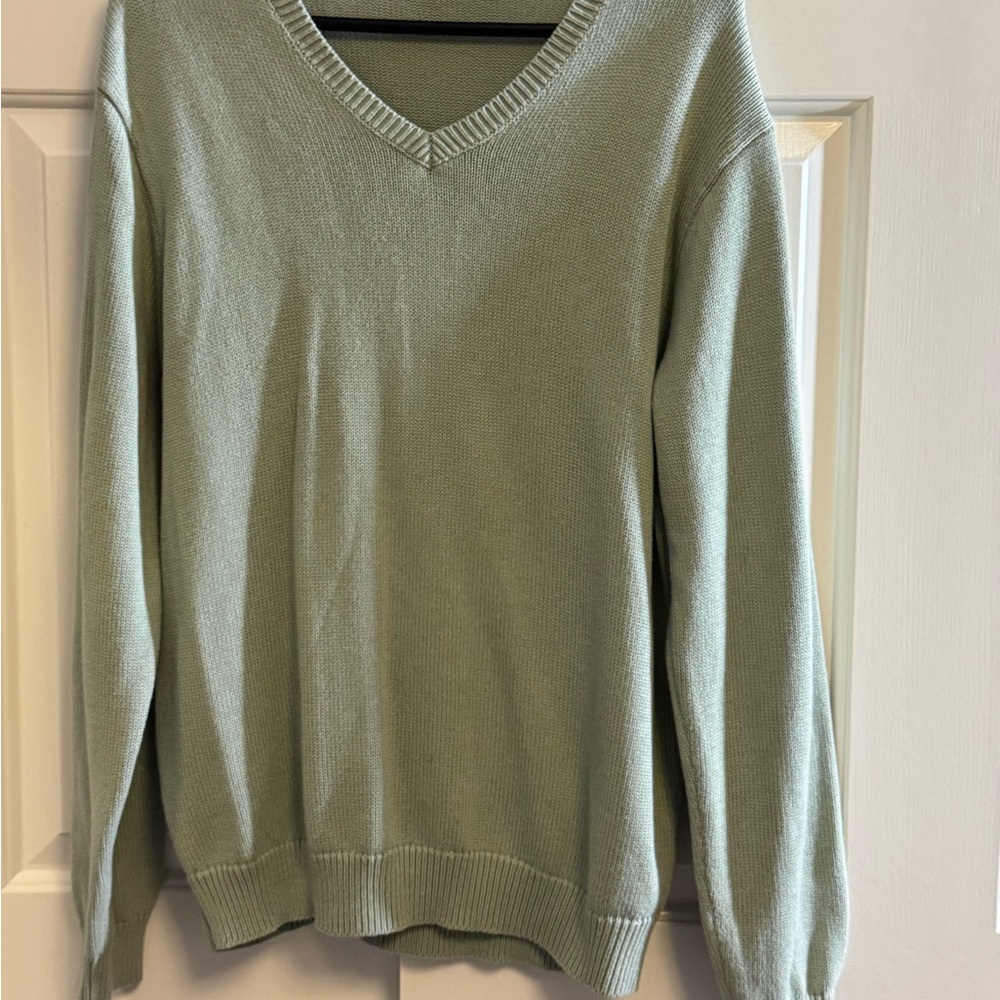 Brandy Melville V-Neck Green Sweater Soft Knit